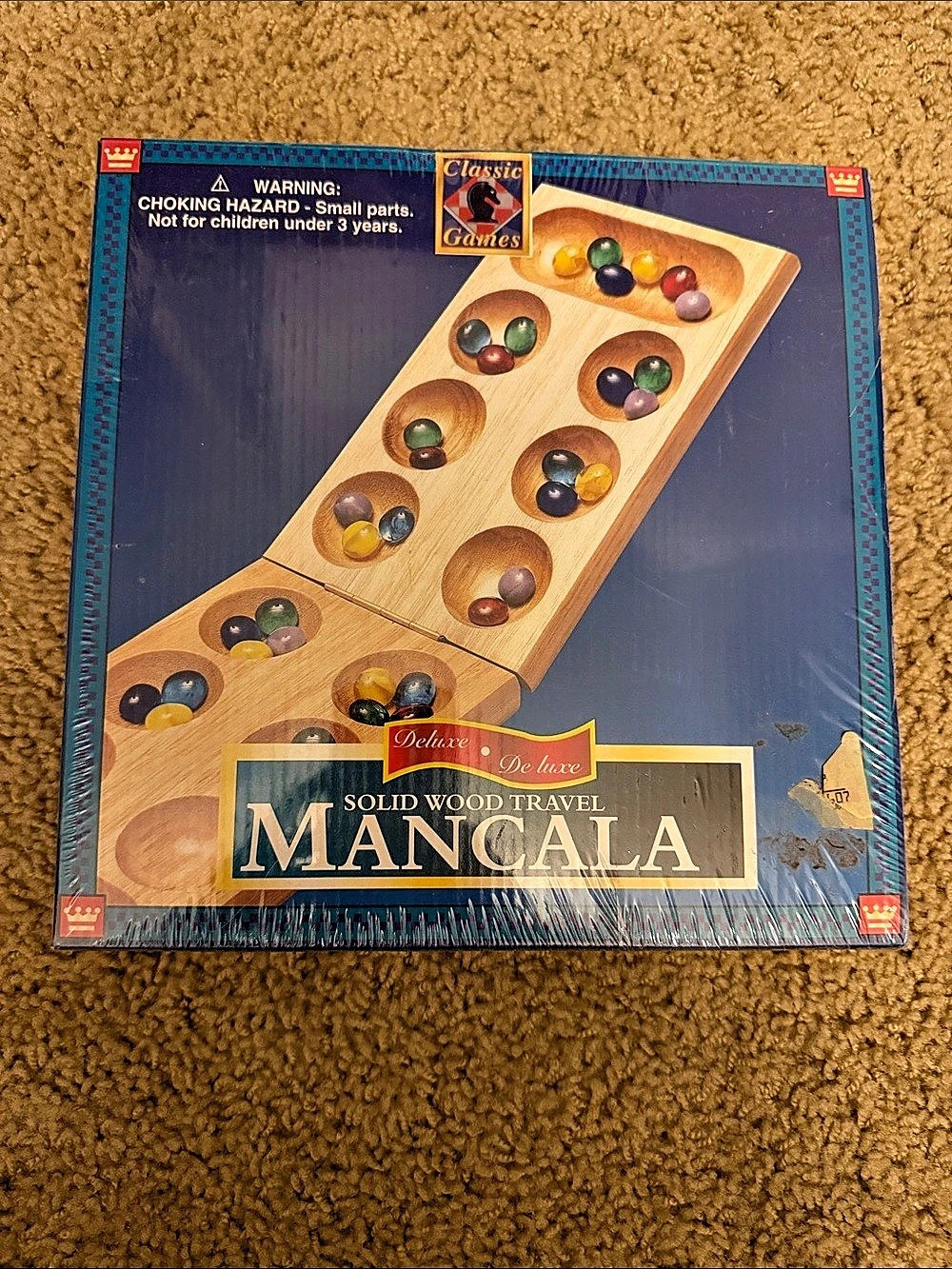 Classic Games Solid Wood Travel Mancala Board Game Brand New